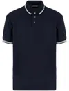 Emporio Armani Jersey Polo Shirt With All-over Jacquard Eagle In Blue