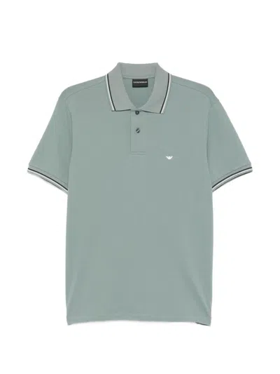 Emporio Armani Tipped Cotton Polo Shirt In Green