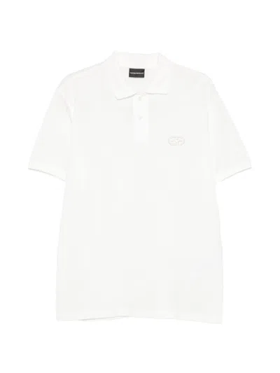 Emporio Armani Logo Embroidered Short-sleeved Polo Shirt In White