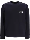 Emporio Armani Logo Cotton Sweatshirt In Blue