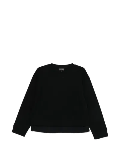 Emporio Armani Logo Cotton Sweatshirt In Black