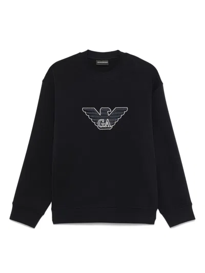 Emporio Armani Logo Cotton Sweatshirt In Black