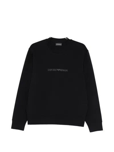 Emporio Armani Logo Cotton Sweatshirt In Black