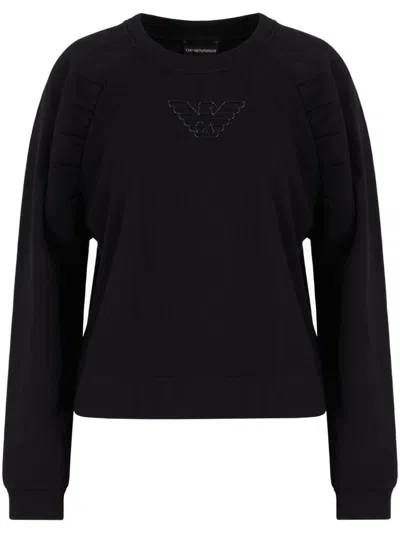 Emporio Armani Embossed Logo Sweatshirt In Black