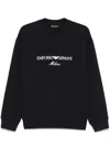 Emporio Armani Embroidered-logo Sweatshirt In Blue