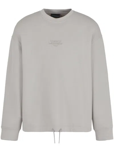 Emporio Armani Logo Cotton Sweatshirt In Grey