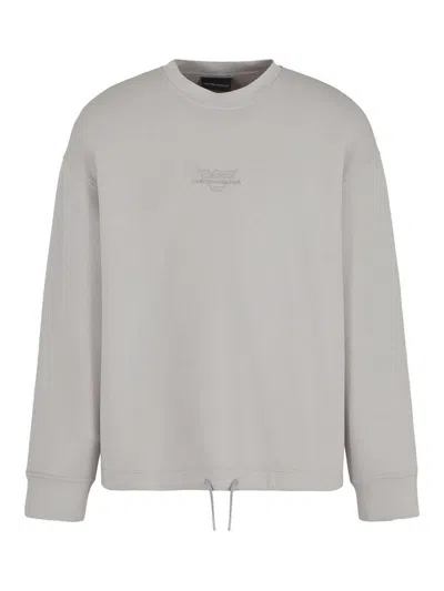 Emporio Armani Logo Cotton Sweatshirt In Grey