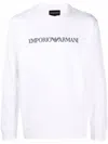 Emporio Armani Logo Print Long-sleeved Sweatshirt In White