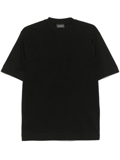 Emporio Armani Logo-embroidered Cotton Blend T-shirt In Black