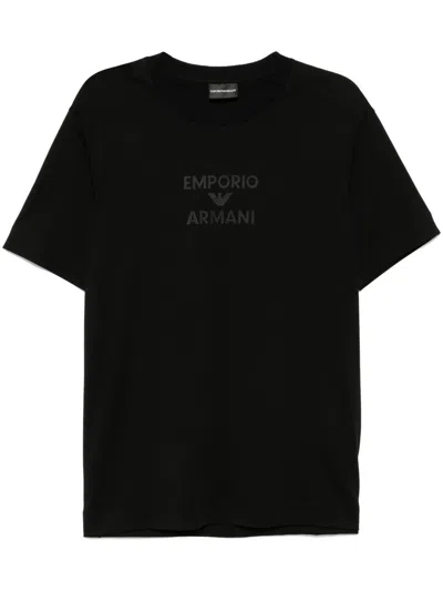 Emporio Armani Logo Cotton T-shirt In Black