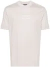Emporio Armani Logo-rubberised Cotton T-shirt In Beige