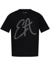 Emporio Armani Cotton-jersey T-shirt With Oversized Lurex Logo In Black