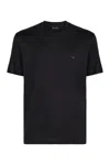Emporio Armani Crew Neck Modal Blend Short Sleeve Top In Blue
