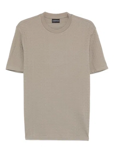 Emporio Armani Logo Cotton T-shirt In Brown