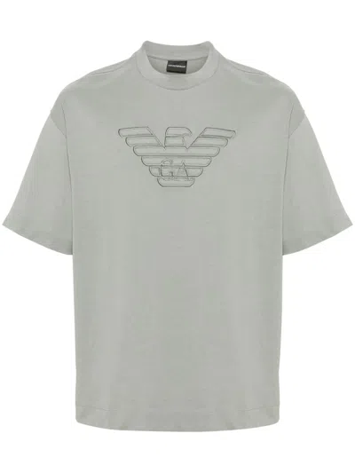 Emporio Armani Logo Cotton T-shirt In Grey