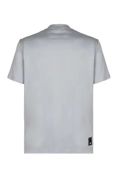 Emporio Armani Logo Cotton T-shirt In Gray