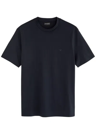 Emporio Armani Logo Cotton T-shirt In Navy