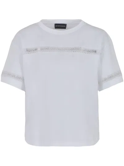 Emporio Armani Logo刺绣棉t恤 In White