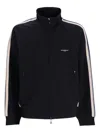 Emporio Armani High Neck Cotton Sweatshirt With Side Stripe In Black