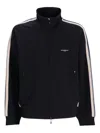 Emporio Armani High Neck Cotton Sweatshirt With Side Stripe In Black