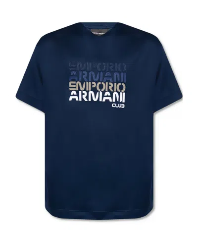 Emporio Armani Logo Crew-neck T-shirt In Blue