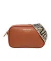 Emporio Armani Calf Leather Shoulder Bag In Brown