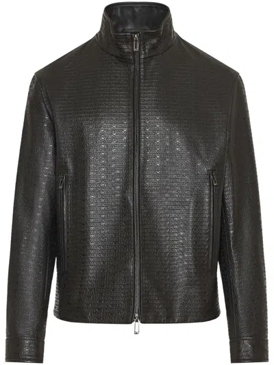 Emporio Armani Logo-debossed Jacket In Black