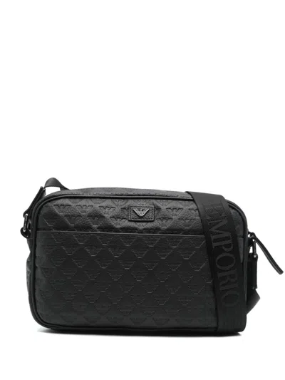 Emporio Armani Logo-debossed Messenger Bag In Black