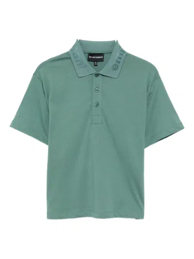 Emporio Armani Poloshirt Mit Logo-prägung In Green