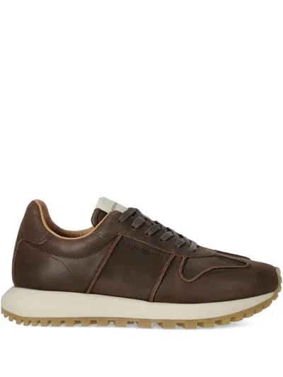 Emporio Armani Logo-debossed Sneakers In Brown