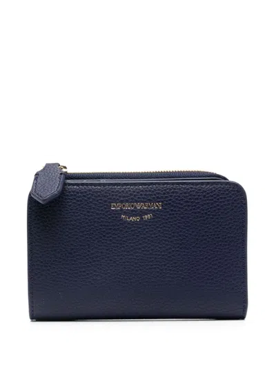 Emporio Armani Zipped Bifold Wallet In 蓝色