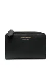 Emporio Armani Engraved-logo Leather Cardholder In Black
