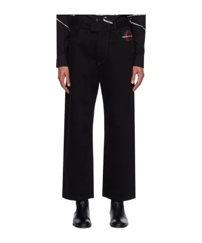 Emporio Armani Logo Denim Trousers In Black