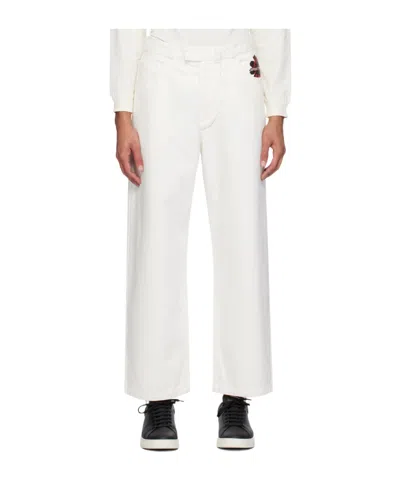 Emporio Armani Logo Denim Trousers In White