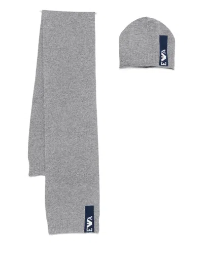 Emporio Armani Kids' Logo-detail Beanie Hat Scarf (set Of Two) In Green