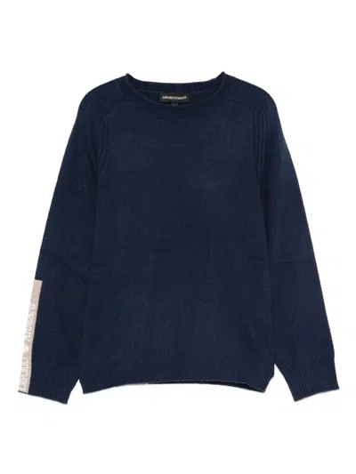 Emporio Armani Logo-detail Crew-neck Jumper In Blue