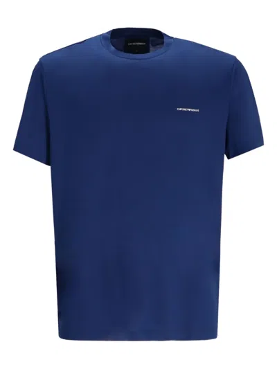 Emporio Armani Logo-detail Crew-neck T-shirt In Blue