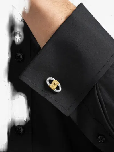 Emporio Armani Logo-detail Cufflinks In Metallic
