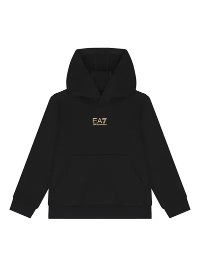 Emporio Armani Kids' Logo-detail Hooded Sweatshirt In Black