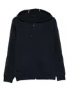 Emporio Armani Logo-detail Hooded Zip-up Sweatshirt In Blue