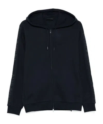 EMPORIO ARMANI LOGO-DETAIL HOODED ZIP-UP SWEATSHIRT