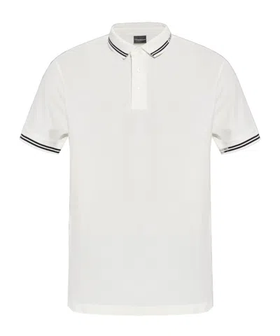 Emporio Armani Logo-detail Jersey Polo Shirt In White