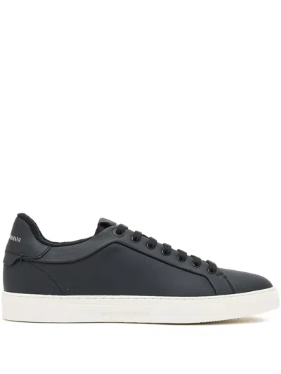Emporio Armani Logo-detail Lace-up Sneakers In Black