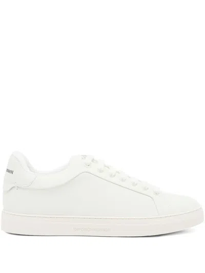 EMPORIO ARMANI LOGO-DETAIL LEATHER SNEAKERS