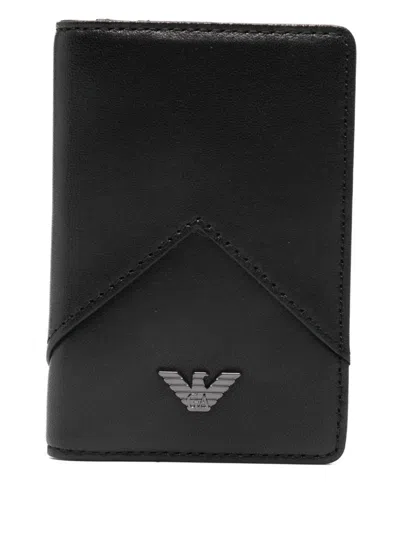 Emporio Armani Logo-detail Leather Wallet In Black