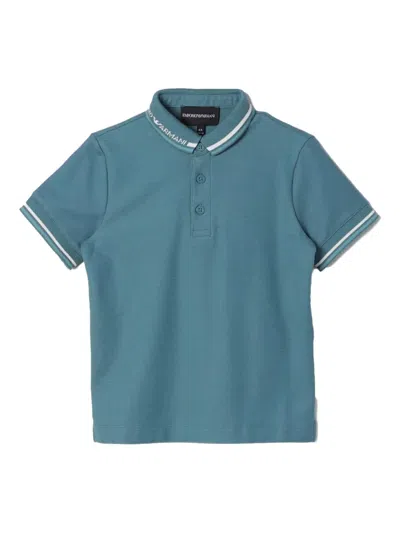 Emporio Armani Kids' Logo-detail Polo Shirt In Blue