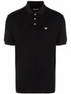 Emporio Armani Piqu Olo Shirt With Micro Eagle In Black