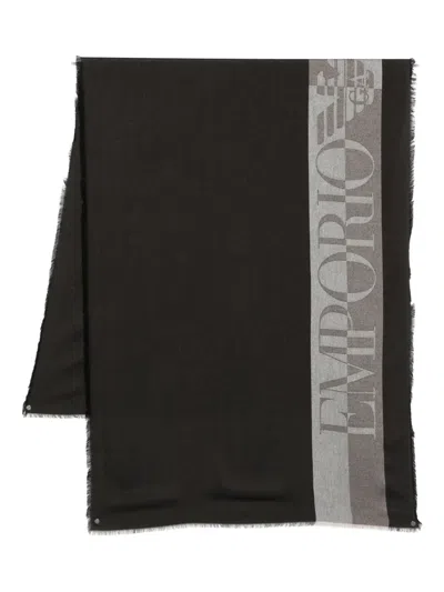 Emporio Armani Logo-detail Scarf In Brown