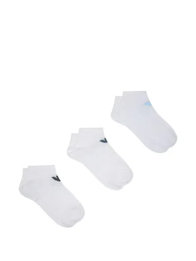 Emporio Armani Logo-detail Socks (set Of Three) In White