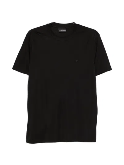 Emporio Armani Modal Silk Blend Crew Neck T Shirt In Black